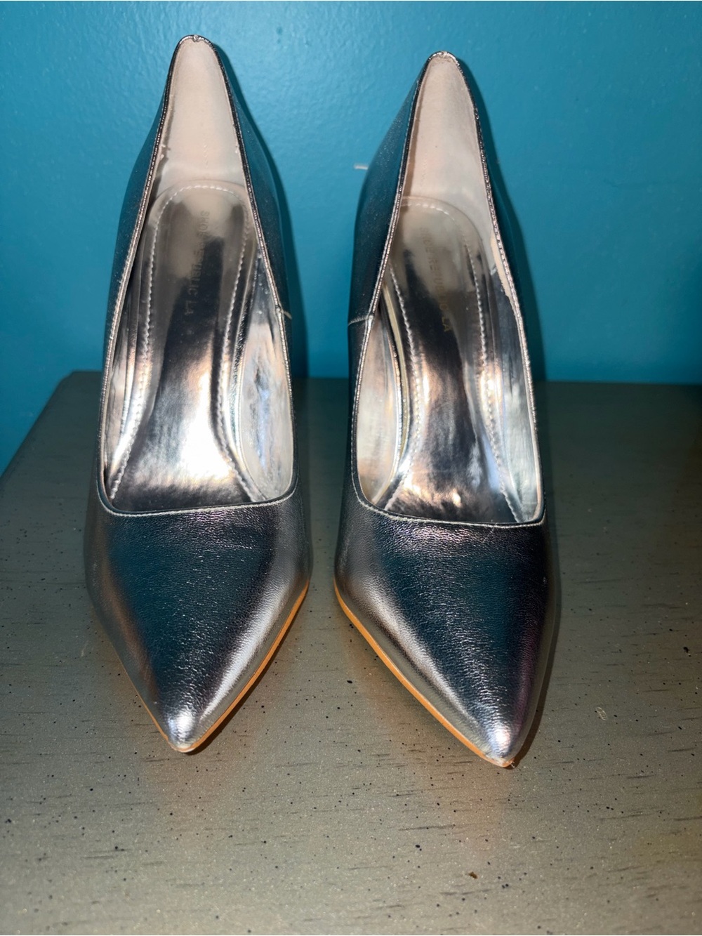Shoe Republic Metallic Silver Pointed-Toe Stiletto Pumps